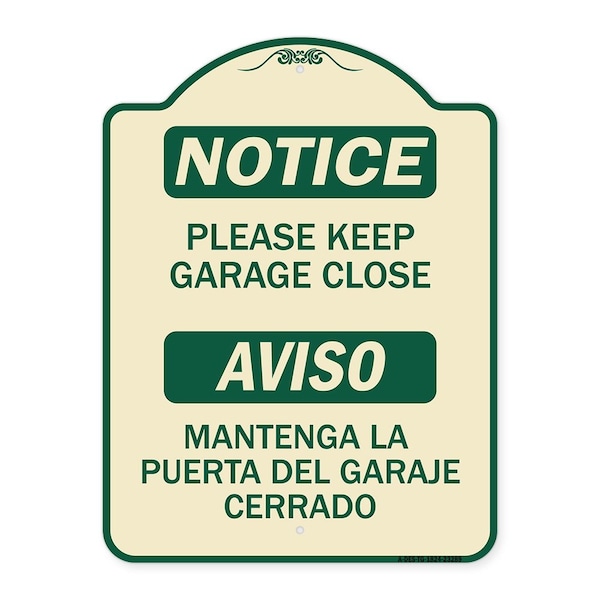 Signmission Please Keep Garage Closed Mantenga La Puerta Del Garaje Cerrado Alum Sign, 24" x 18", TG-1824-23289 A-DES-TG-1824-23289 - main